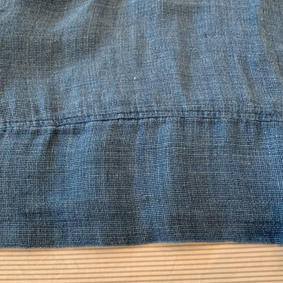 Faherty Isha 100% linen dress blue pin tucks, buttons size L - Picture 7 of 9